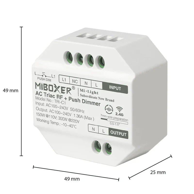 Bundle-Paket | 2x Triac-Funkdimmer | 100-240V | inkl. Mi-light-Fernbedienung | Schwarz