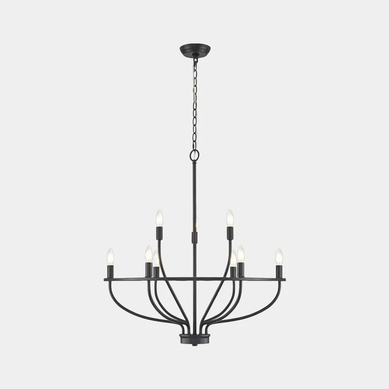 Chandelier Farmhouse Rustic Circular Branch Candle, Black / Gold