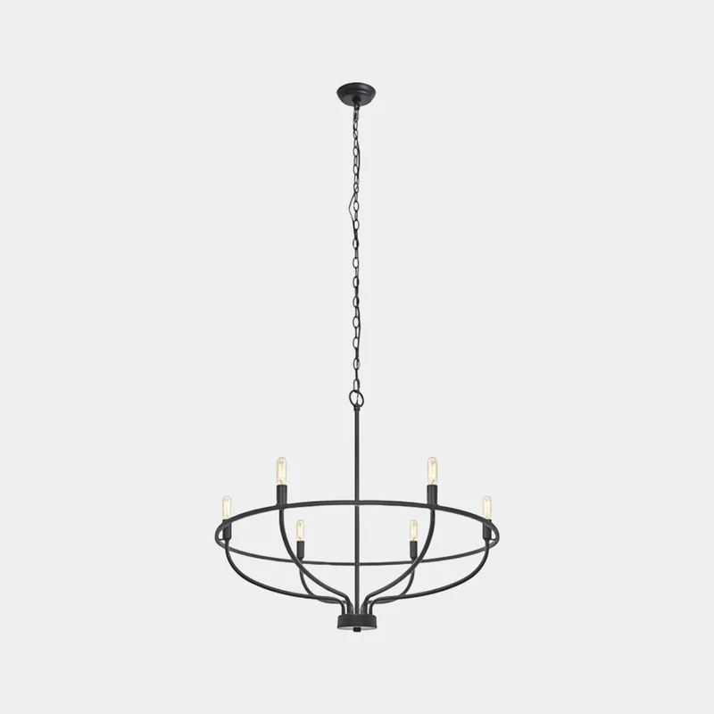 Chandelier Farmhouse Rustic Circular Branch Candle, Black / Gold