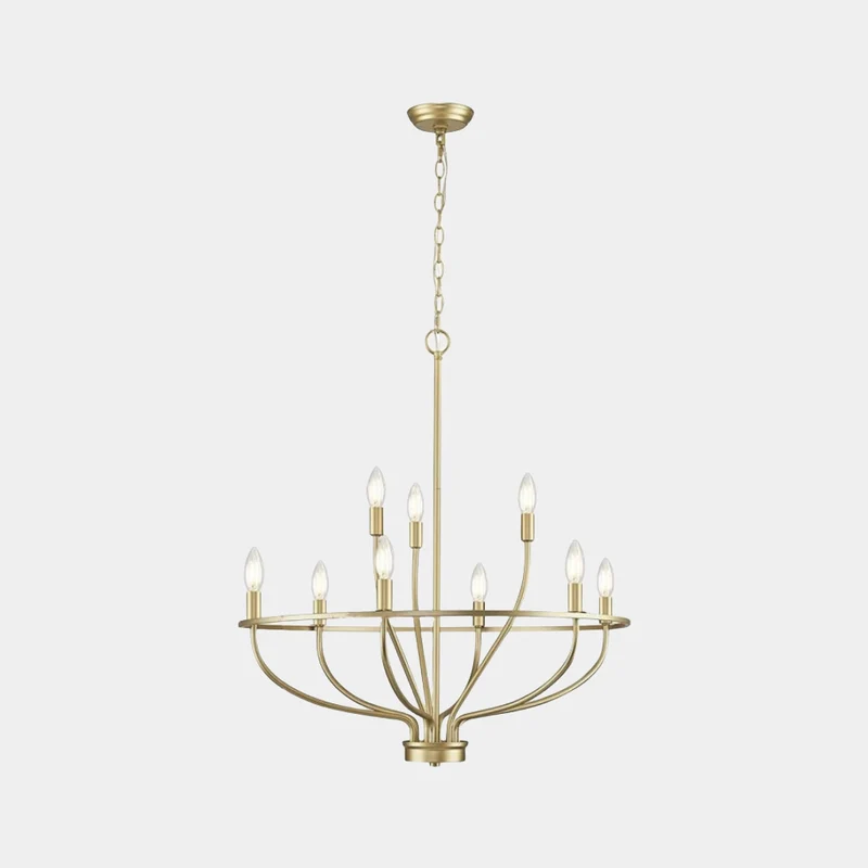 Chandelier Farmhouse Rustic Circular Branch Candle, Black / Gold