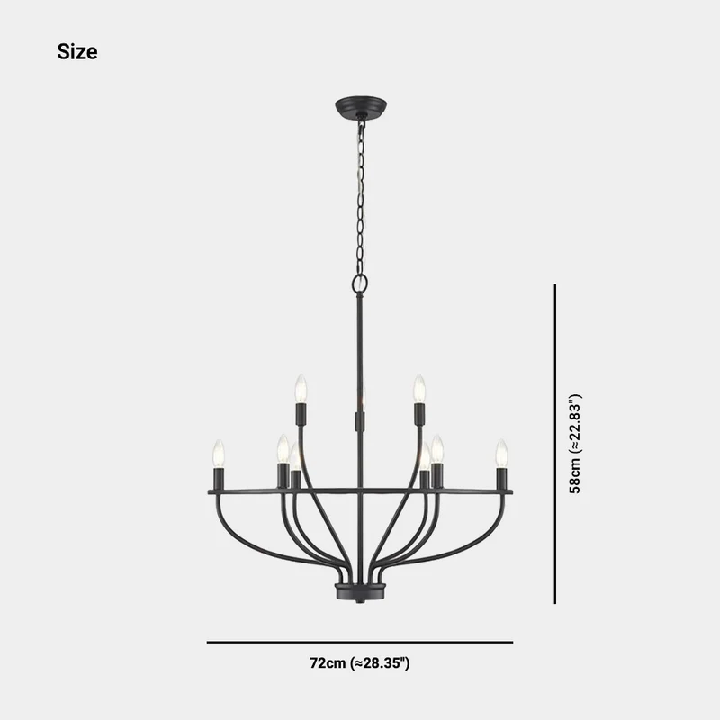 Chandelier Farmhouse Rustic Circular Branch Candle, Black / Gold