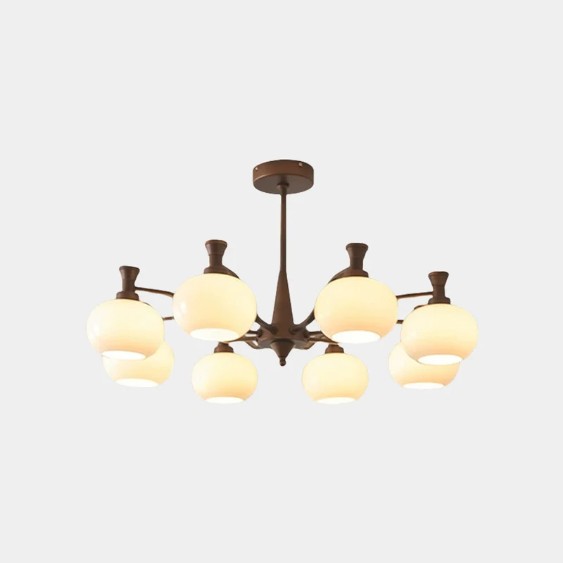 Chandelier Vintage Mid-century Bronze Glass Globe