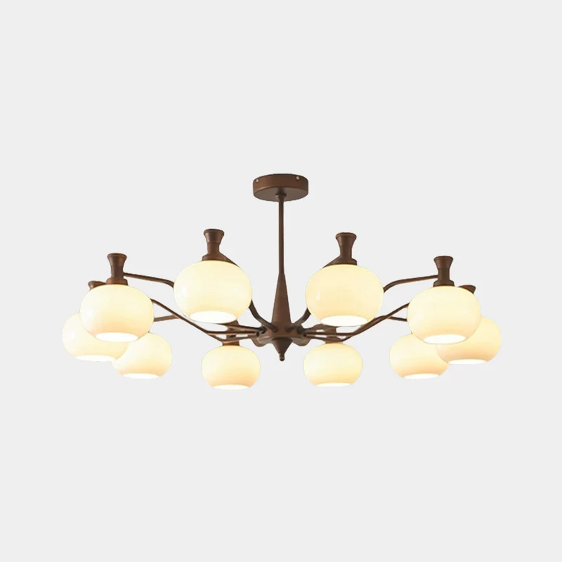 Chandelier Vintage Mid-century Bronze Glass Globe