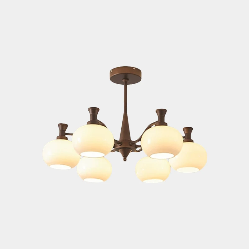 Chandelier Vintage Mid-century Bronze Glass Globe