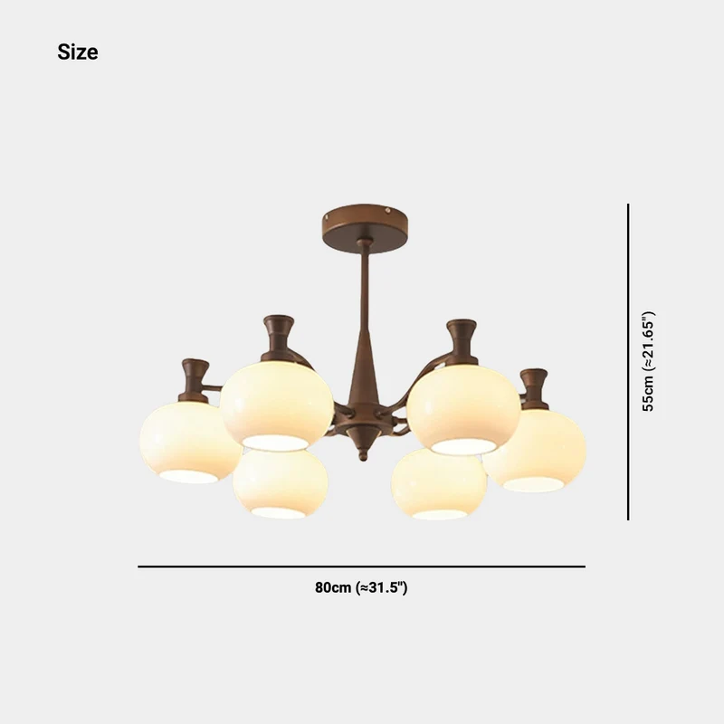 Chandelier Vintage Mid-century Bronze Glass Globe