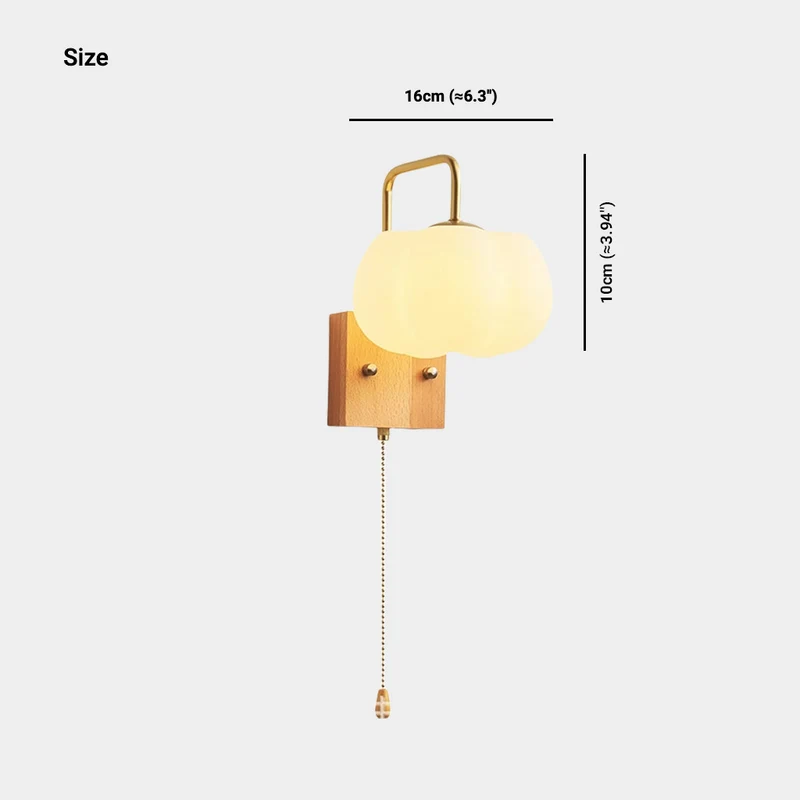 Wall Sconce Light Cream Ambient Wood Cotton Cloud with Pull Chain