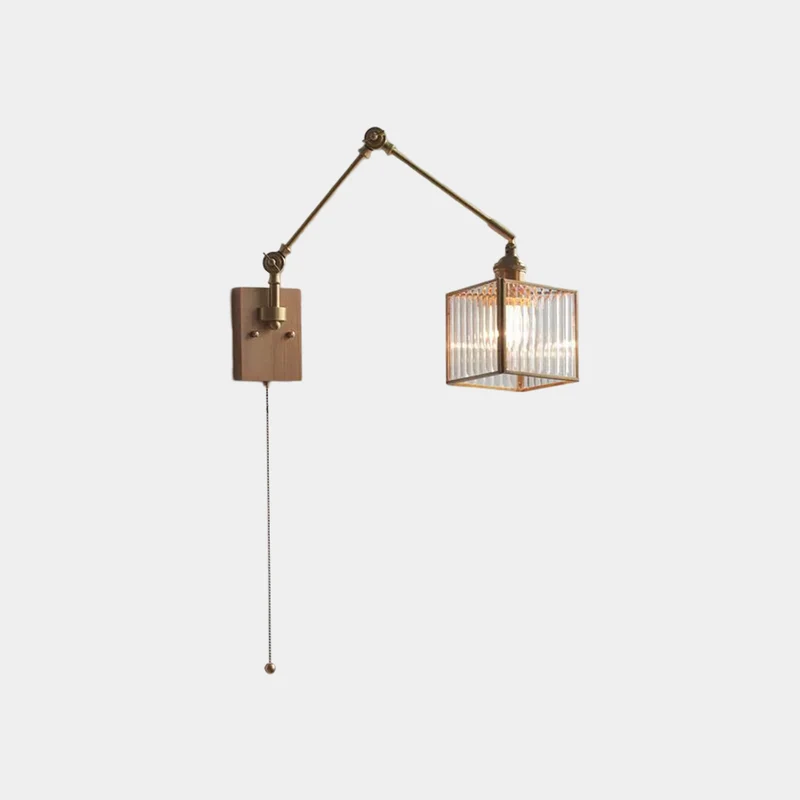 Wall Sconce Light Vintage Adjustable Brass Glass Cube / Cone