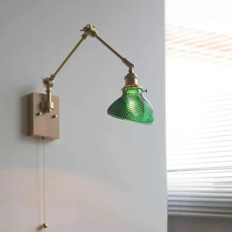 Wall Sconce Light Vintage Adjustable Brass Glass Cube / Cone