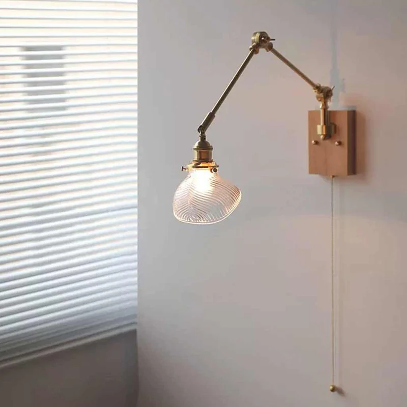 Wall Sconce Light Vintage Adjustable Brass Glass Cube / Cone