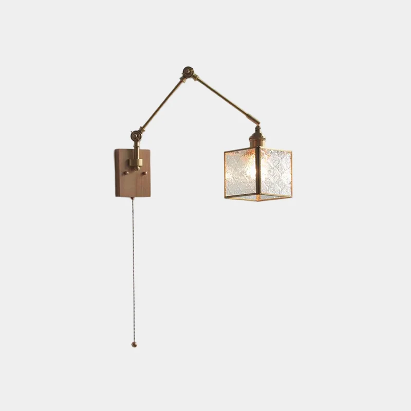 Wall Sconce Light Vintage Adjustable Brass Glass Cube / Cone