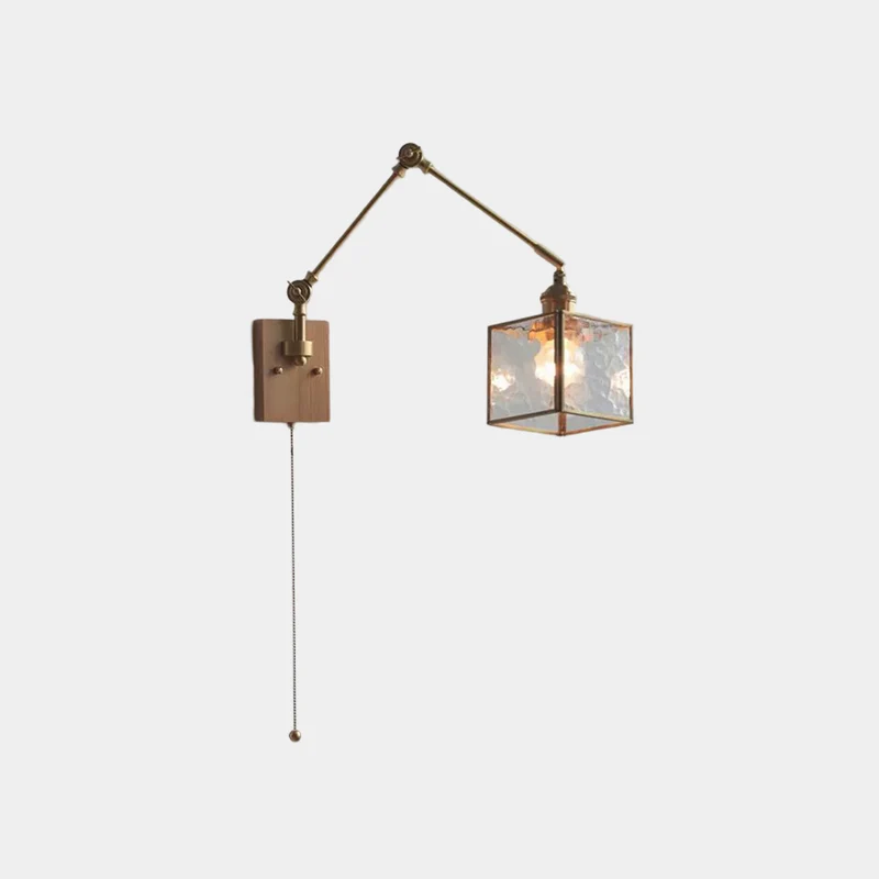 Wall Sconce Light Vintage Adjustable Brass Glass Cube / Cone