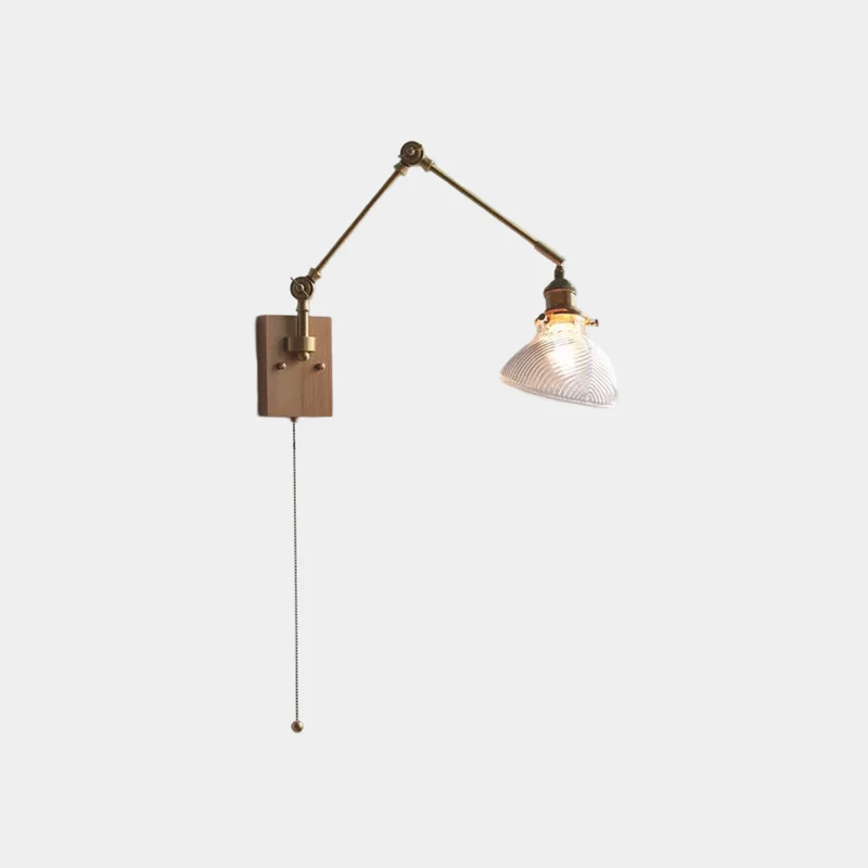 Wall Sconce Light Vintage Adjustable Brass Glass Cube / Cone