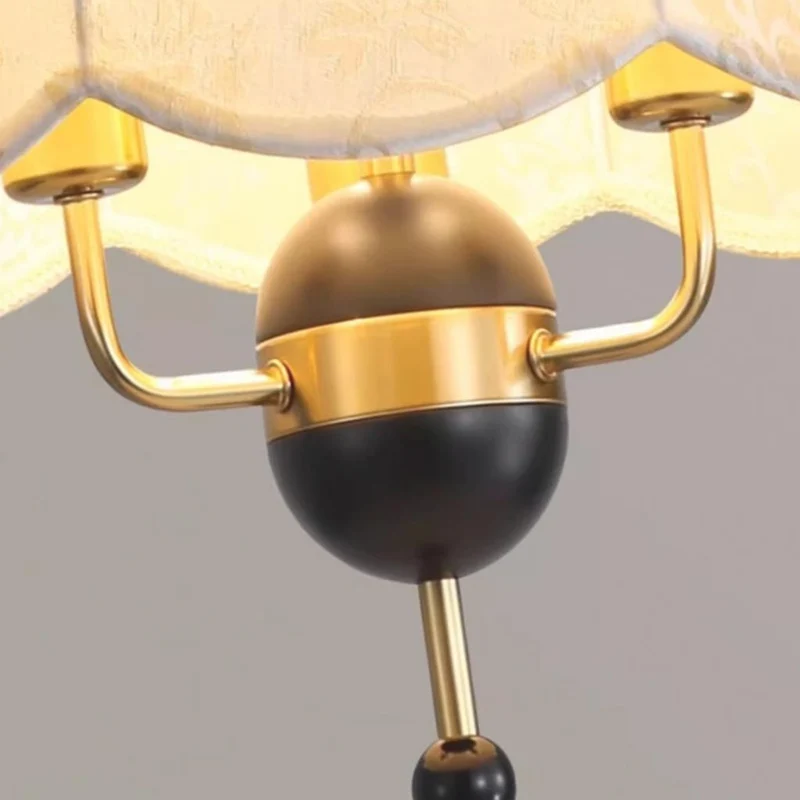 Pendant Light Vintage Metal Wood Fabric Dome Shade
