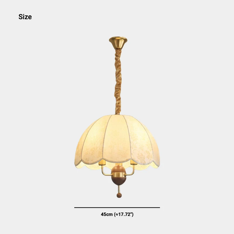 Pendant Light Vintage Metal Wood Fabric Dome Shade