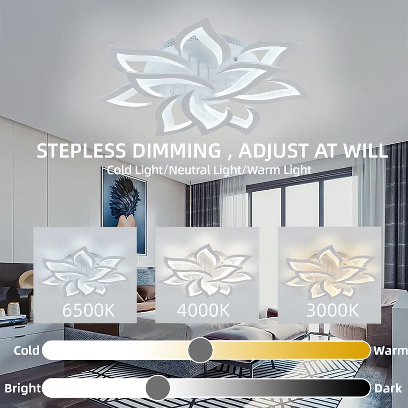 Moderne dimmbare Deckenleuchte aus Acryl für Wohnzimmer/Schlafzimmer – Caeleste