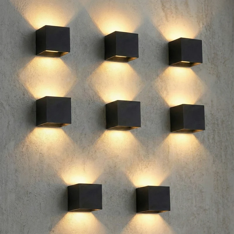 8x LED-Wandleuchte | Innen und außen | Dimmbar | Schwarz | Einstellbare Lichtfarbe | inkl. Leuchtmittel