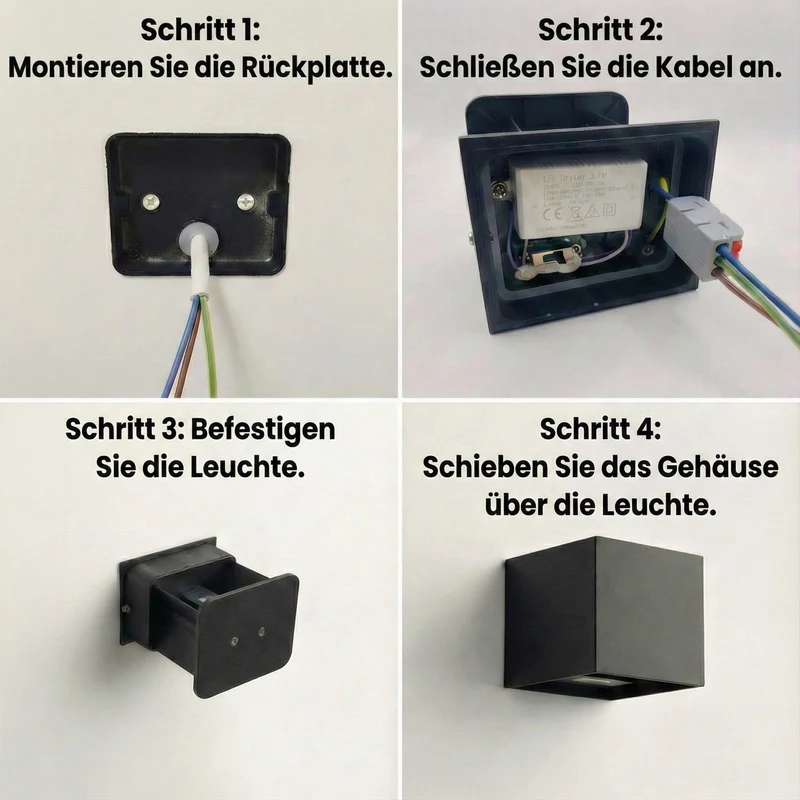 2x LED-Wandleuchte | Innen und außen | Dimmbar | Schwarz | Einstellbare Lichtfarbe | inkl. Leuchtmittel