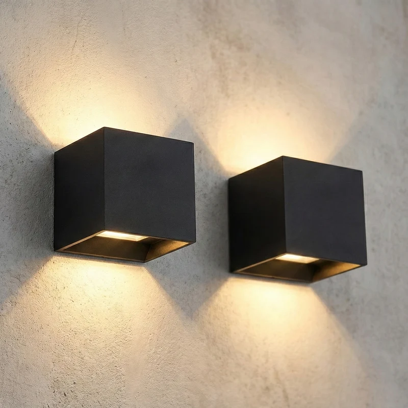 2x LED-Wandleuchte | Innen und außen | Dimmbar | Schwarz | Einstellbare Lichtfarbe | inkl. Leuchtmittel