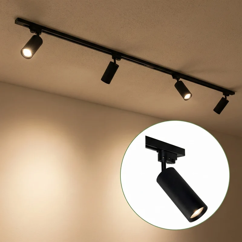 LED 1-Phasen-Schienen | Schwarz | 2 Meter | Inklusive 4 Schienenspots