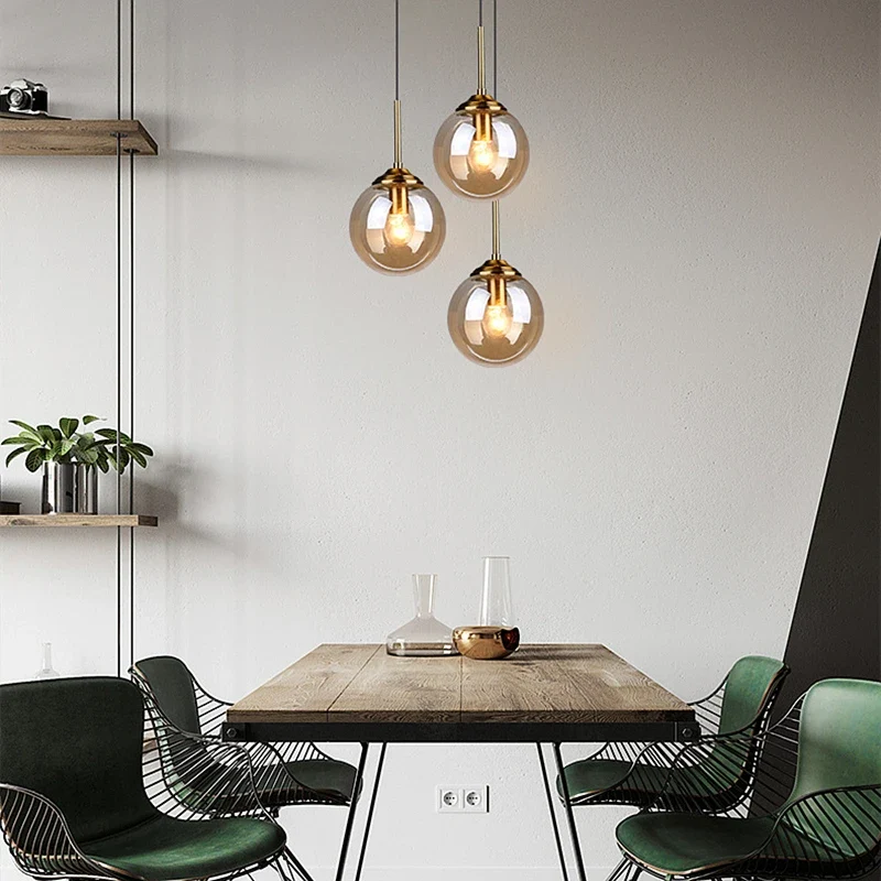LED-Hängeleuchte aus poliertem Glas für Wohnzimmer – Crealuxai