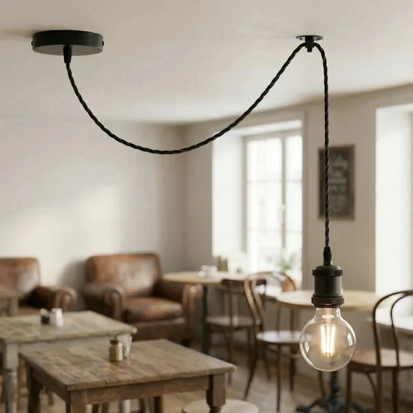 Pendelleuchte Verdrilltes Kabel mit Lampenfassung ~3813