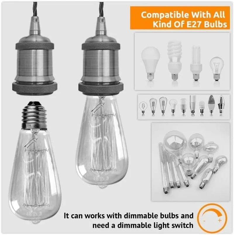 Verdrilltes Kabel mit Lampenfassung E27 ~3812