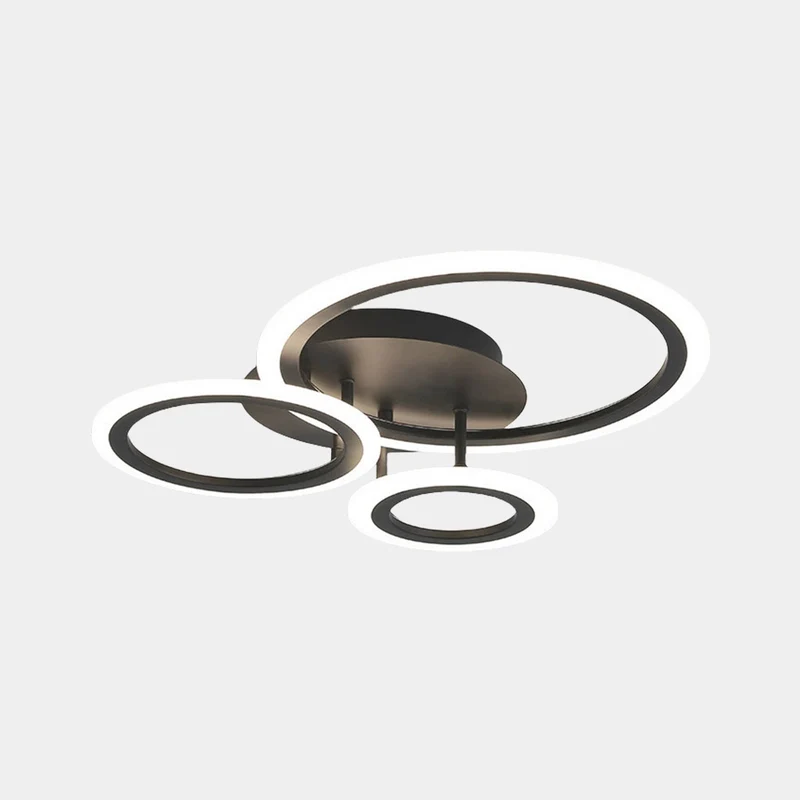 Semi-Flush Mount Ceiling Light Geometric LED Dimmable, Black
