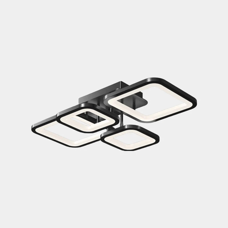 Semi-Flush Mount Ceiling Light Geometric LED Dimmable, Black