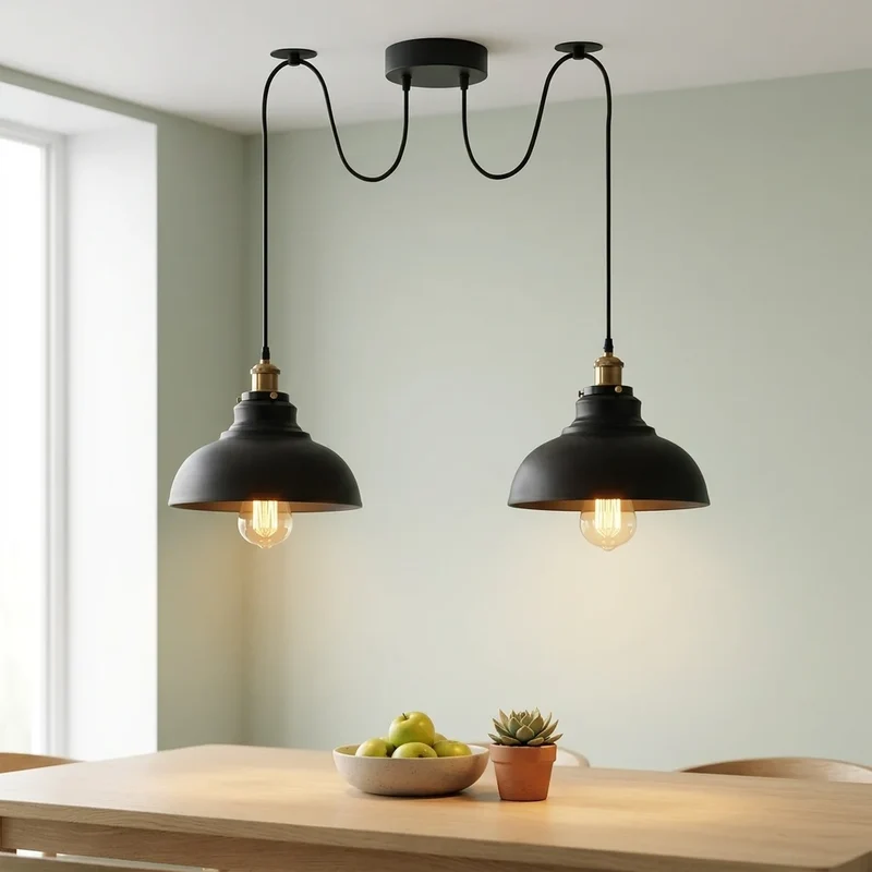 Spinnen-Pendelleuchte 2er-Köpfen, Affenschaukel restaurant bar Deckenlampe E27 ~3800
