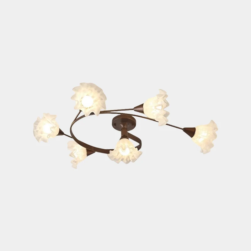 Semi-Flush Mount Ceiling Light Glass Flower Lily of the Valley
