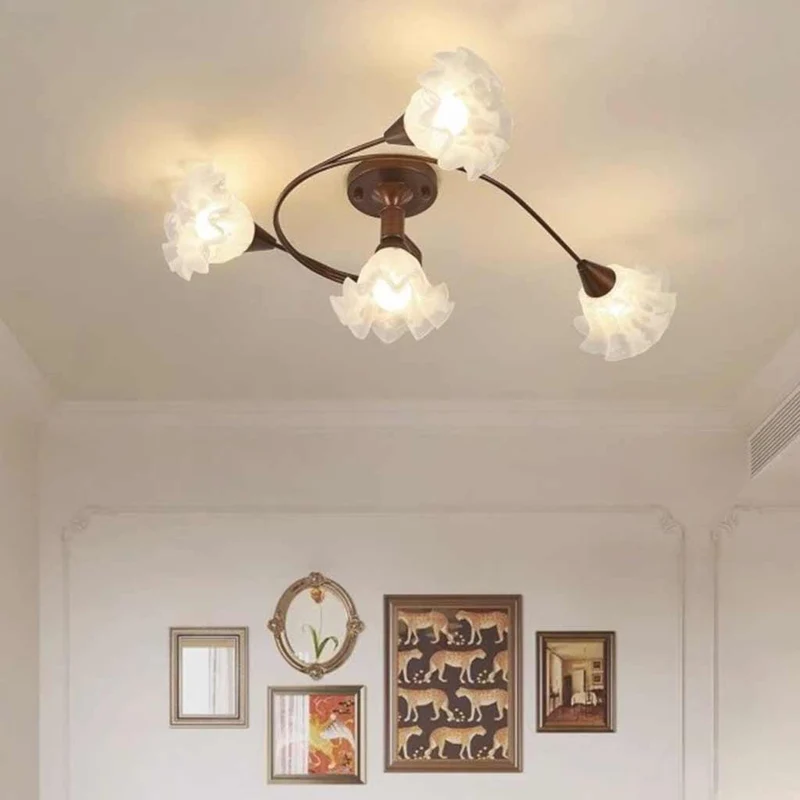 Semi-Flush Mount Ceiling Light Glass Flower Lily of the Valley