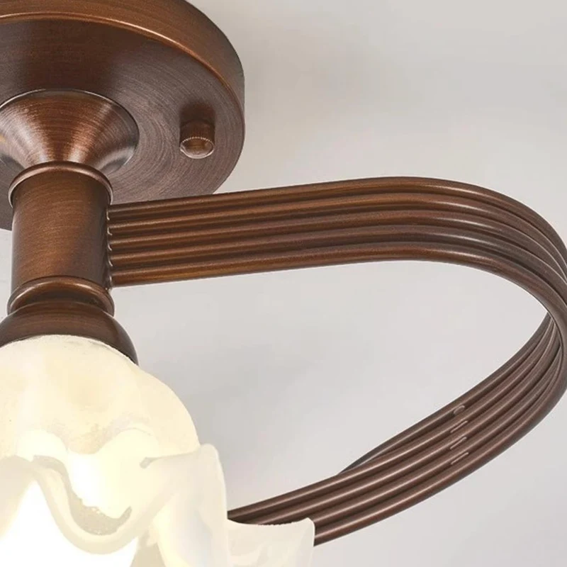 Semi-Flush Mount Ceiling Light Glass Flower Lily of the Valley