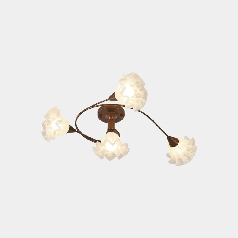 Semi-Flush Mount Ceiling Light Glass Flower Lily of the Valley