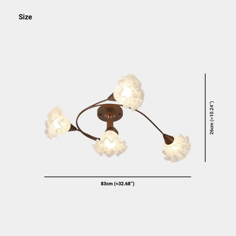 Semi-Flush Mount Ceiling Light Glass Flower Lily of the Valley