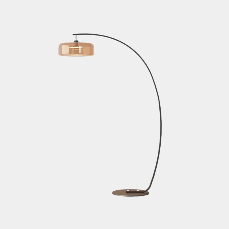 Floor Lamp Italian Tall Arched Fishing Pole Glass Shade