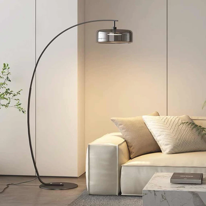 Floor Lamp Italian Tall Arched Fishing Pole Glass Shade