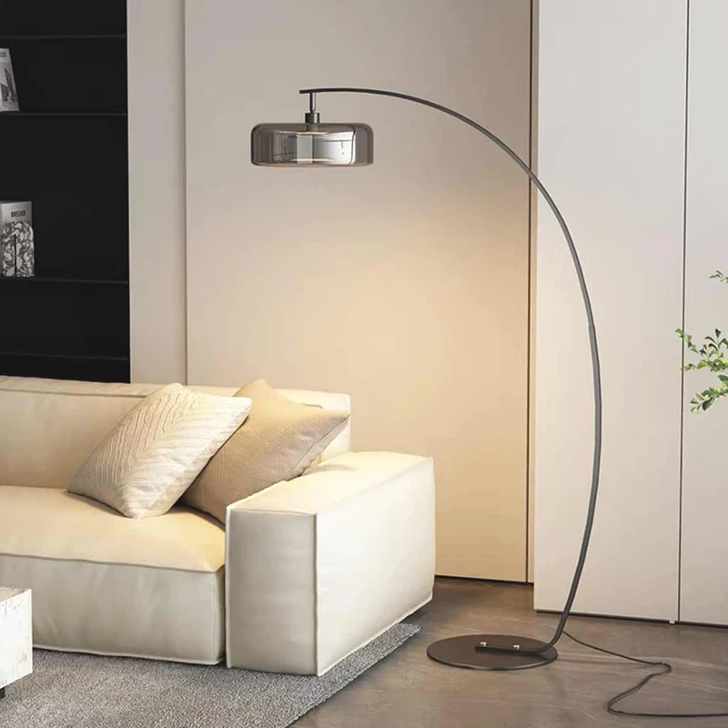 Floor Lamp Italian Tall Arched Fishing Pole Glass Shade