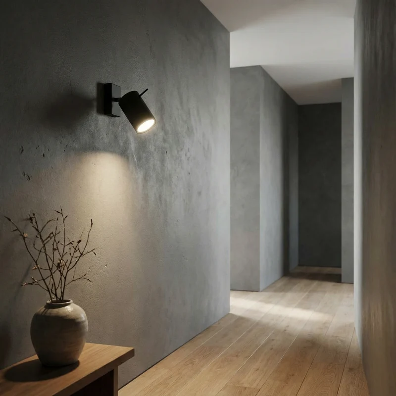 Minimalistische schwenkbare schwarze Wandleuchte – Eryndra