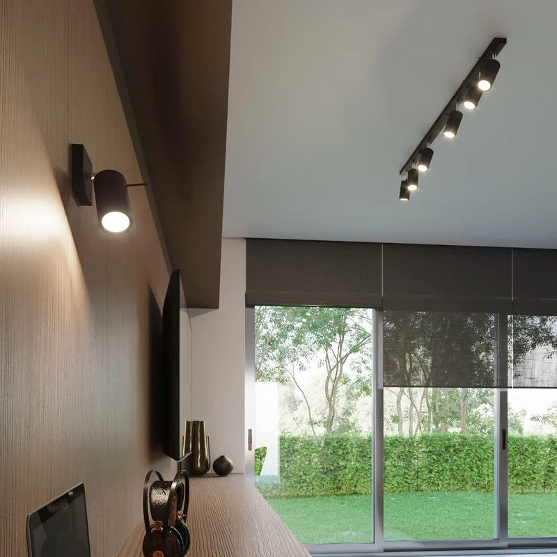 Minimalistische schwenkbare schwarze Wandleuchte – Eryndra