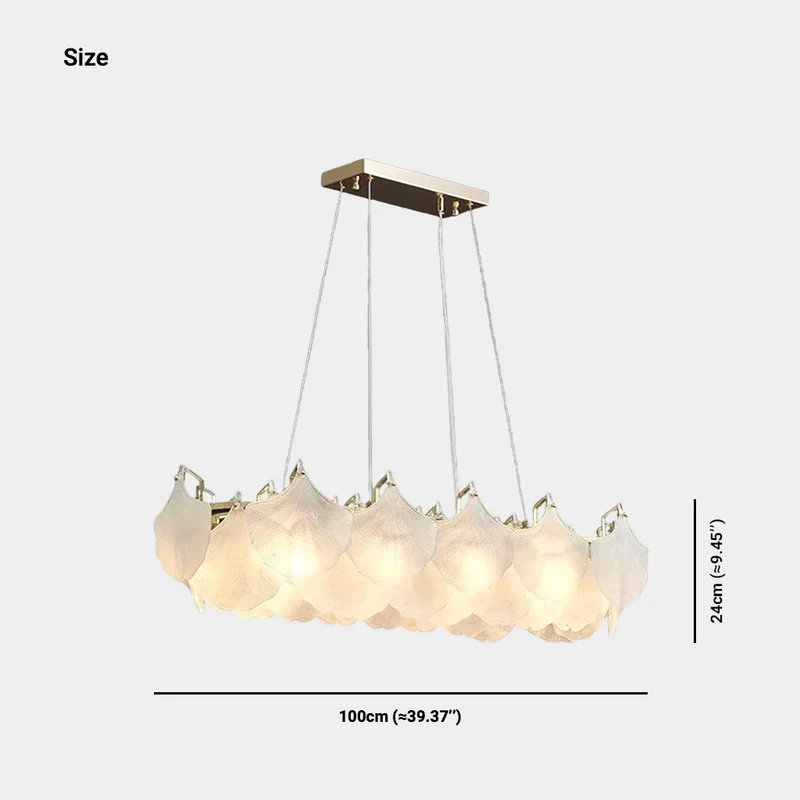 Pendant Chandelier Frosted Glass Ginkgo Leaves