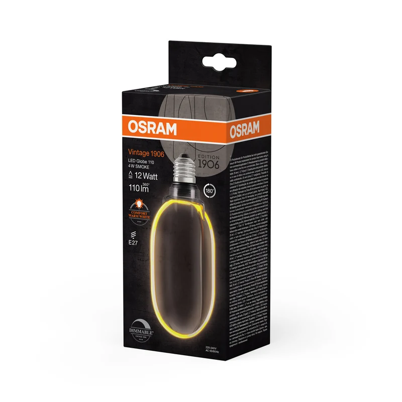 OSRAM VINTAGE 1906® LED Lampe LED CLASSIC GLOBE110 O - Form FILAMENT 4W 818 Smoke E27, 110 lm, 1800 K, Comfort warm white