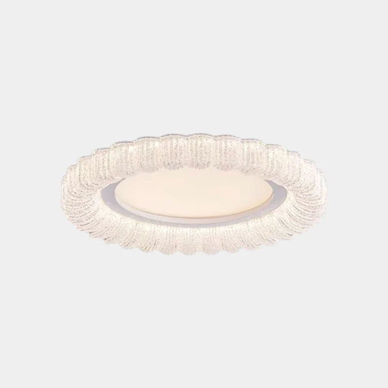 Flush Mount Ceiling Light French Round Floral LED, White