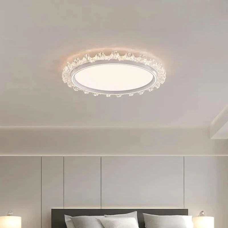 Flush Mount Ceiling Light French Round Floral LED, White