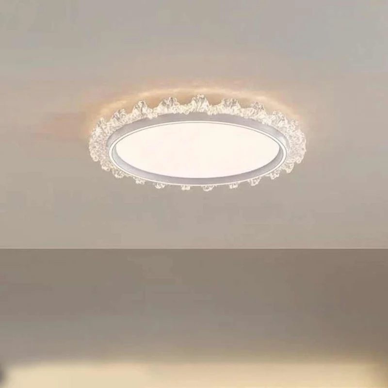 Flush Mount Ceiling Light French Round Floral LED, White
