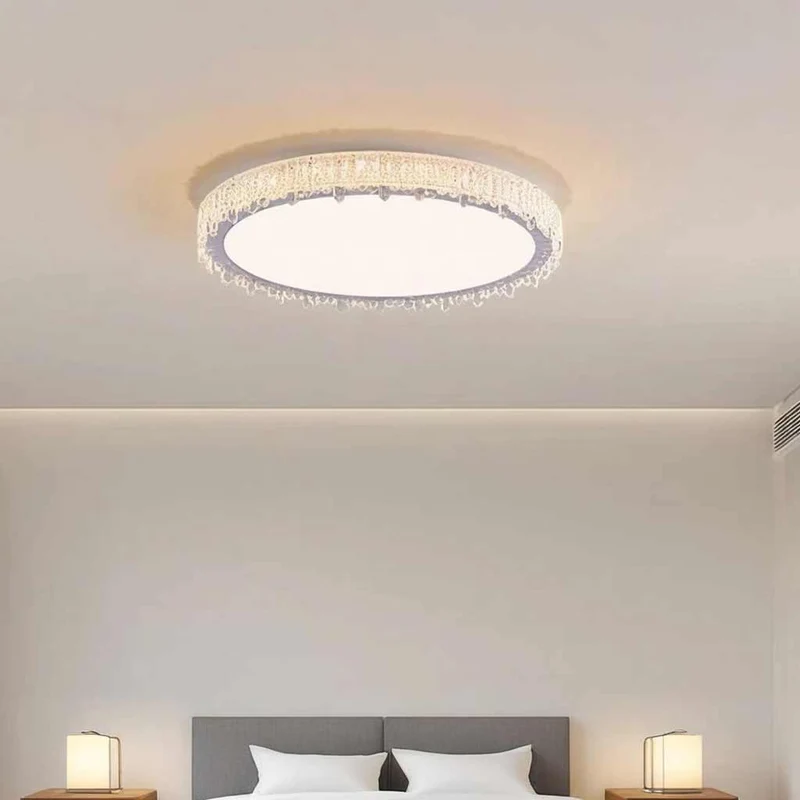 Flush Mount Ceiling Light French Round Floral LED, White