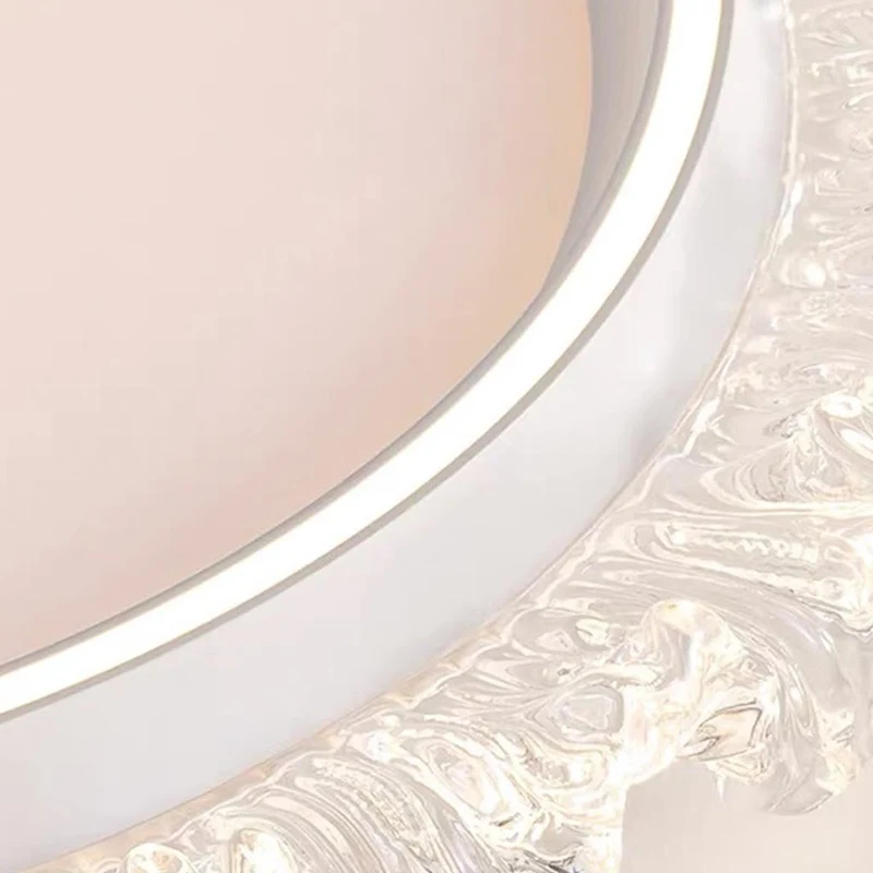 Flush Mount Ceiling Light French Round Floral LED, White