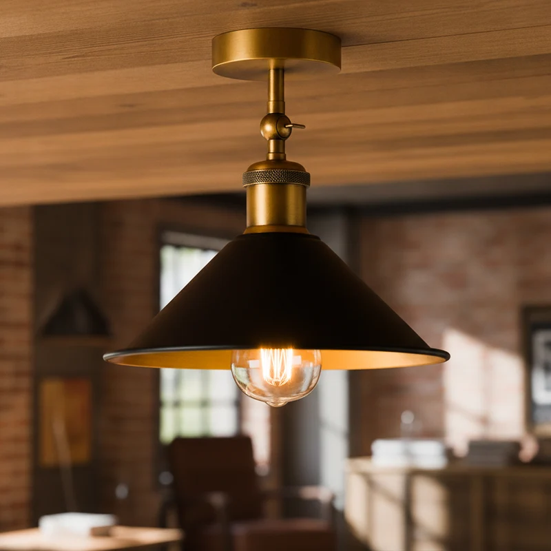 Verstellbare Deckenleuchte – Vintage Trichter Deckenlampe Flur | Ø22cm | E27 ~3926