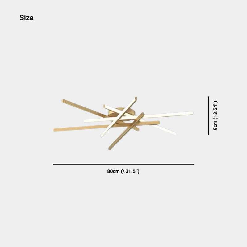 Semi-Flush Mount Ceiling Light Multi Line Brass Sputnik LED
