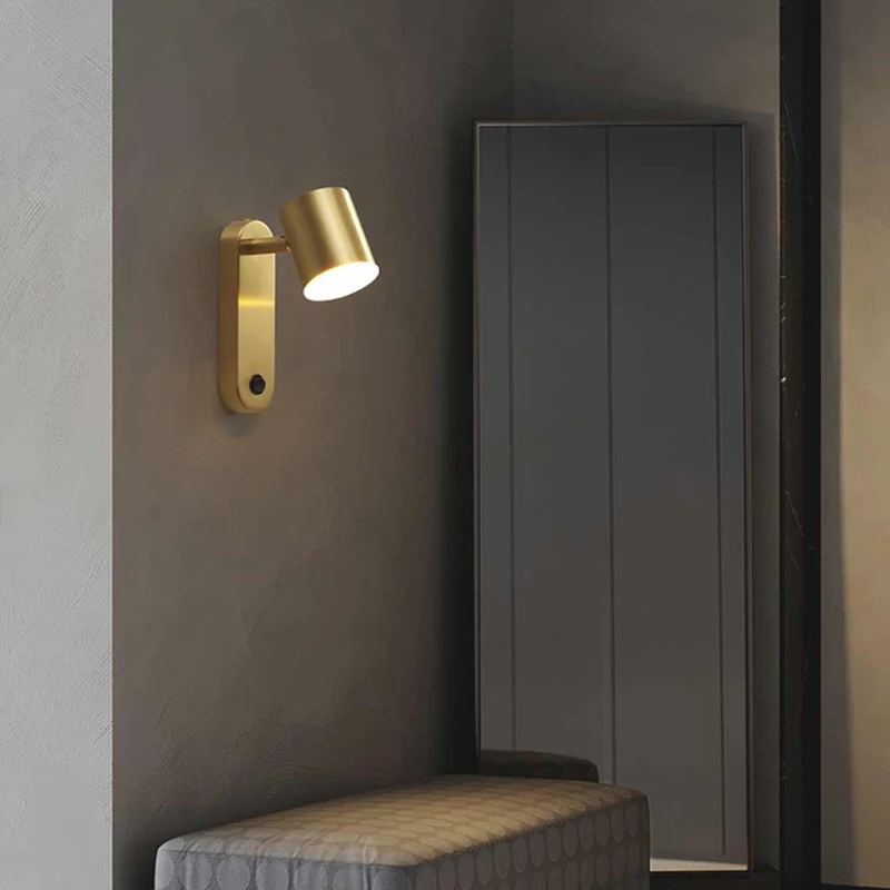 Wall Sconce Light Modern Copper Rotating LED, Black / Gold