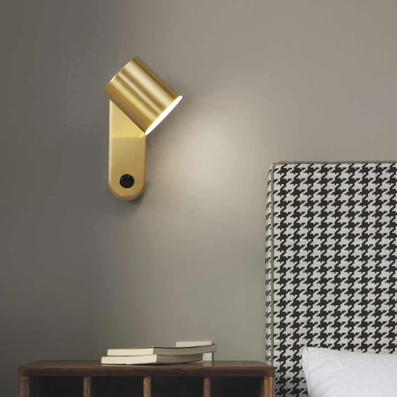 Wall Sconce Light Modern Copper Rotating LED, Black / Gold